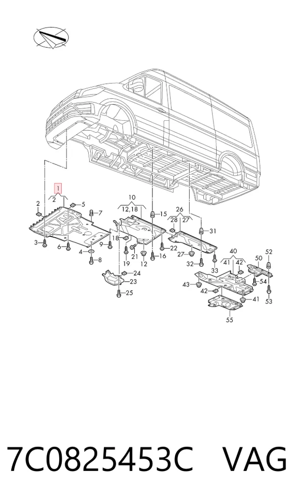 Protección motor / empotramiento 7C0825453C VAG