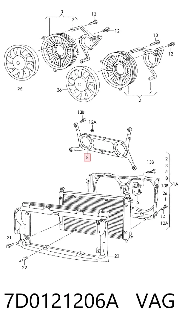 Ventilador del motor 7D0121206A VAG