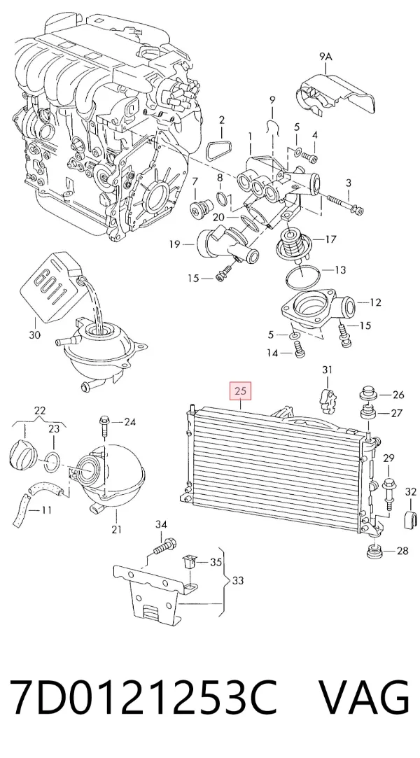 Radiador 7D0121253C VAG