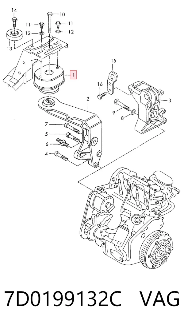 Soporte de motor derecho 7D0199132C VAG