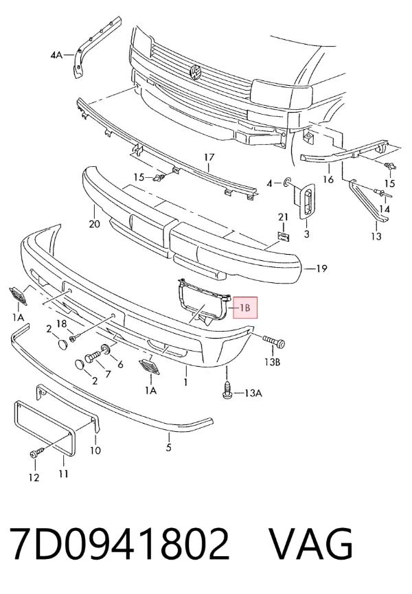 Soporte de fijación de faro antiniebla izquierdo 7D0941802 VAG