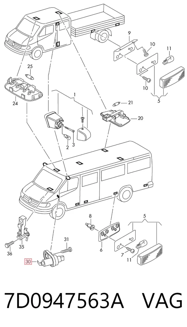 Sensor, interruptor, contacto de puerta  7D0947563A VAG