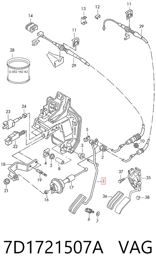 Pedal del acelerador 7D1721507A VAG