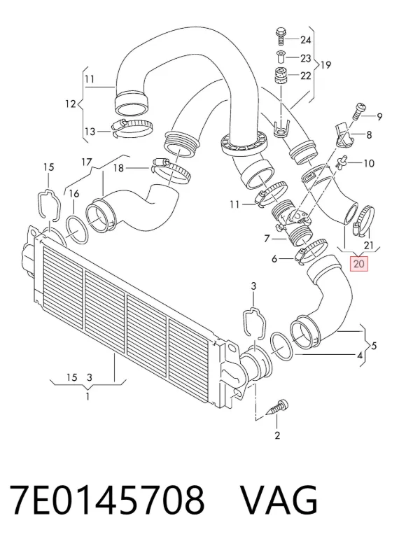 Tubo intercooler 7E0145708 VAG