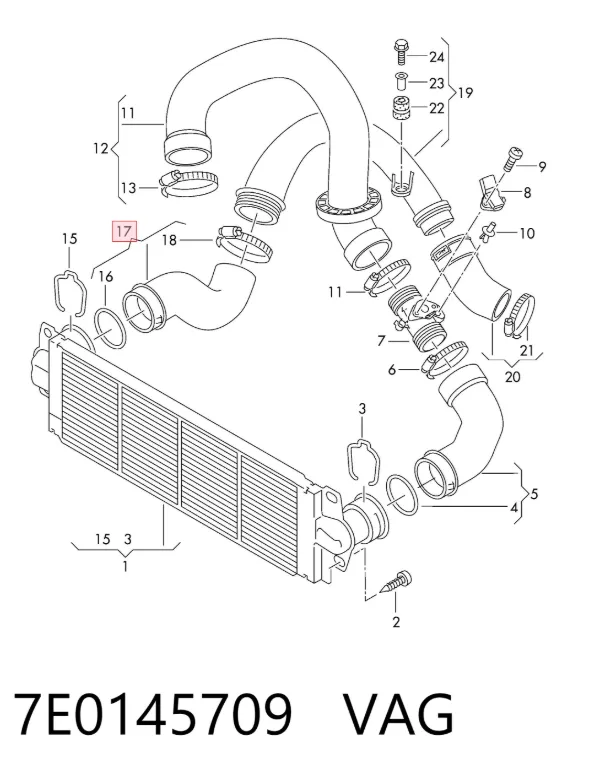 Tubo intercooler 7E0145709 VAG