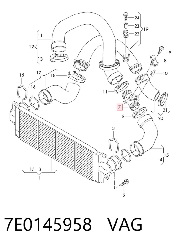 Tubo intercooler 7E0145958 VAG