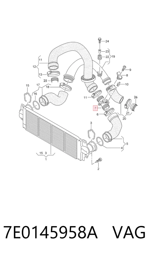 Tubo intercooler 7E0145958A VAG