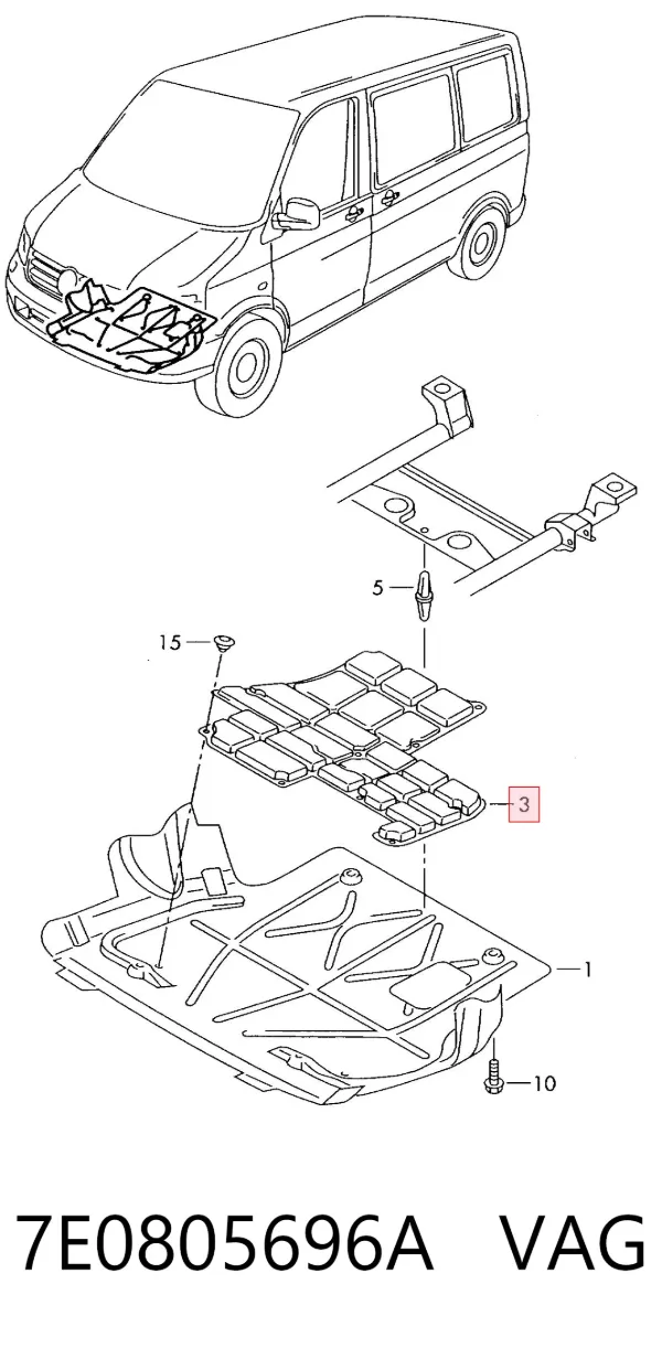 Protección motor / empotramiento 7E0805696A VAG
