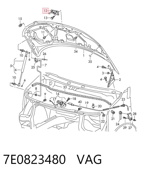 Cerradura de capó 7E0823480 VAG