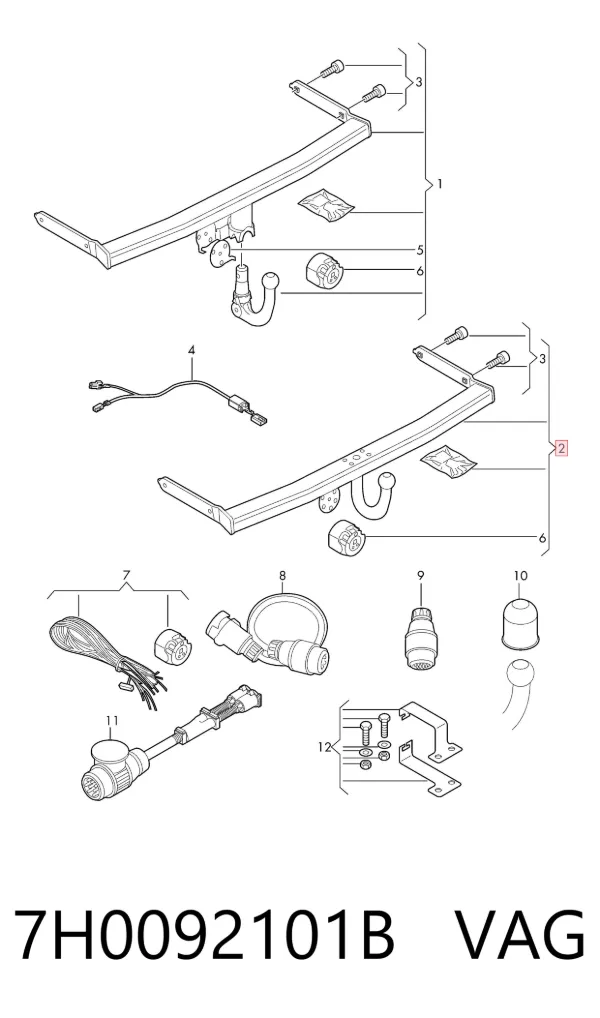 Enganche de remolque 7H0092101B VAG