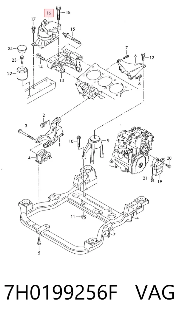 Soporte de motor derecho 7H0199256F VAG