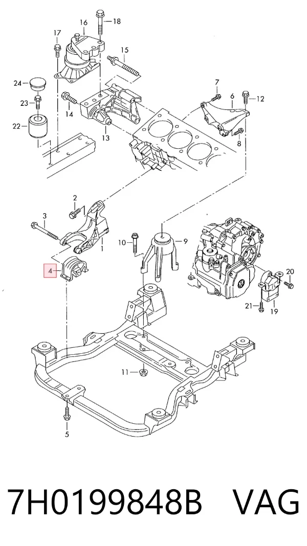 Soporte de motor delantero 7H0199848B VAG