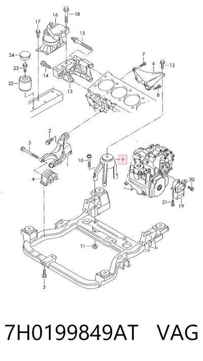 Soporte trasero del motor VAG 7H0199849AT