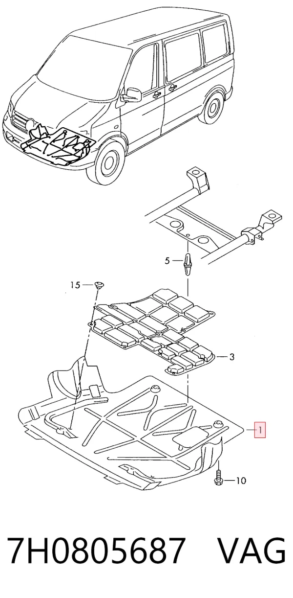 Protección motor / empotramiento 7H0805687 VAG