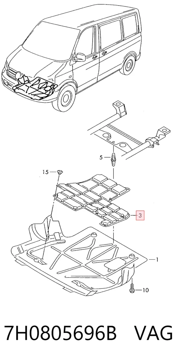 Protección motor / empotramiento 7H0805696B VAG