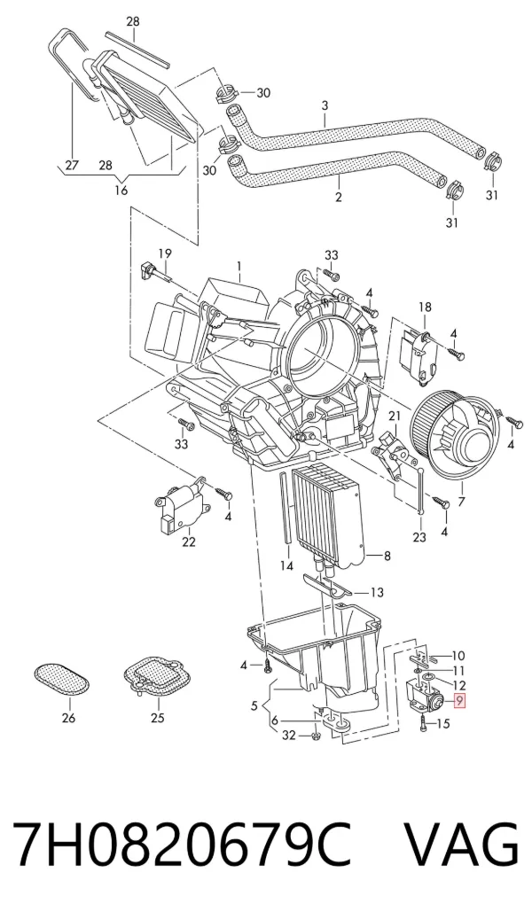 Válvula TRV del aire acondicionado 7H0820679C VAG