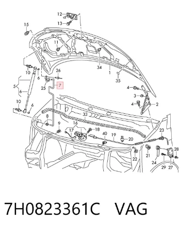 Soporte de capó VAG 7H0823361C