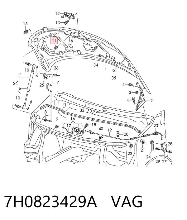 Tope del capó 7H0823429A VAG