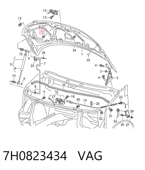 Tope del capó 7H0823434 VAG
