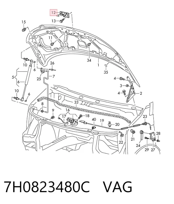 Cerradura de capó 7H0823480C VAG