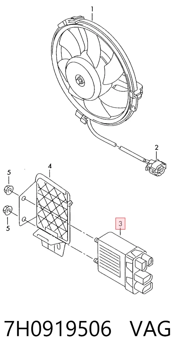Regulador de velocidad del ventilador de refrigeración (unidad de control) 7H0919506 VAG