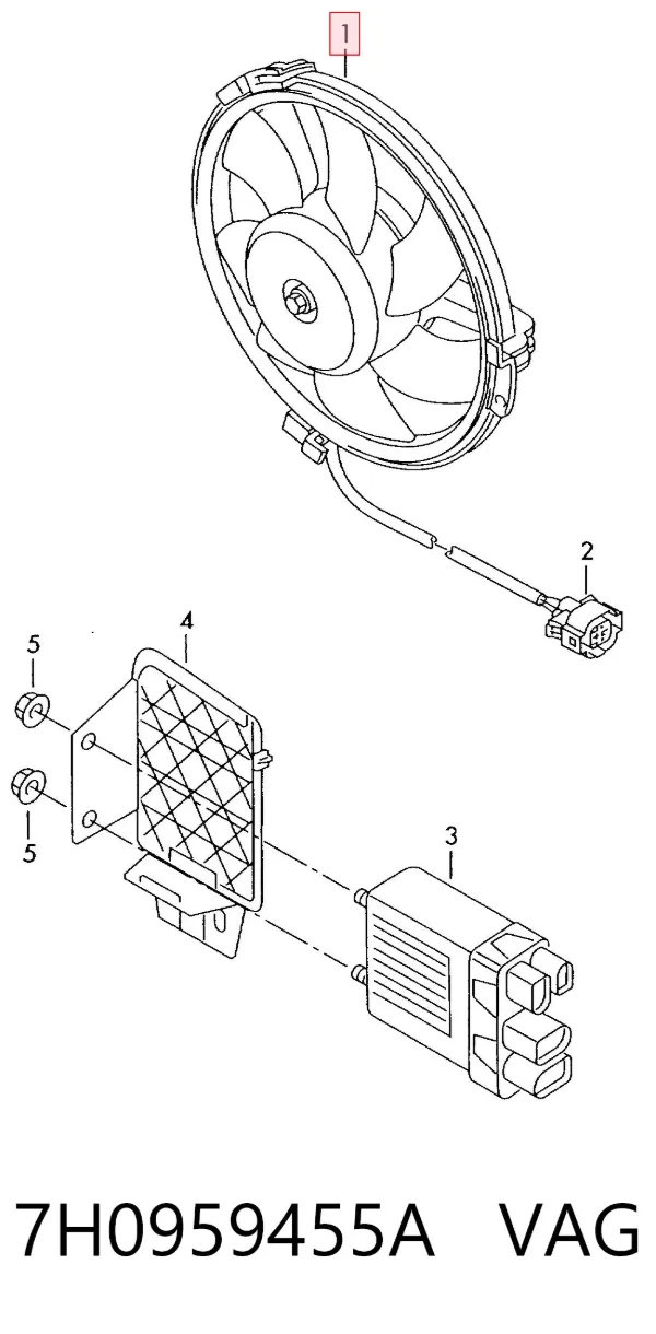 Ventilador del motor 7H0959455A VAG