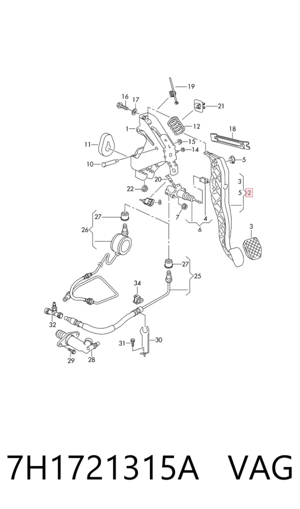 Pedal embrague 7H1721315A VAG
