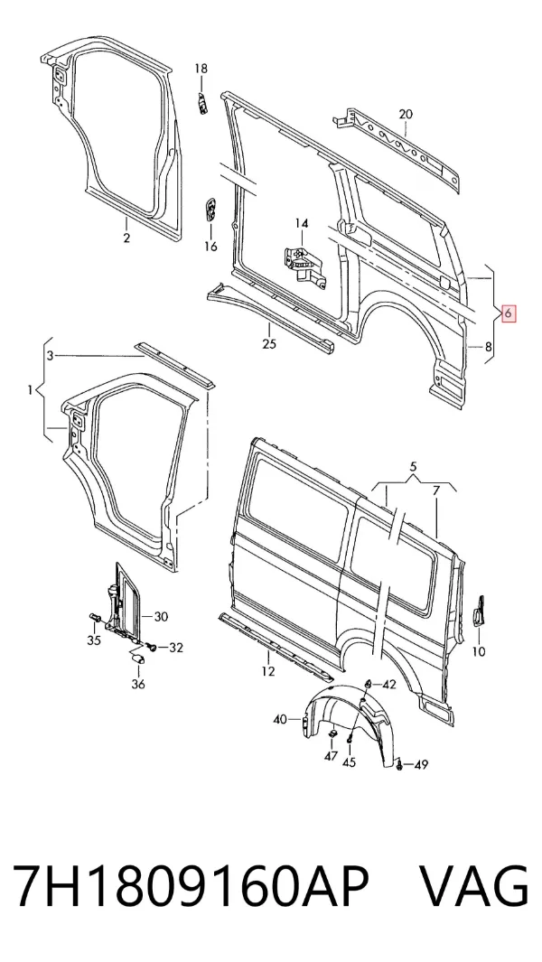 Panel lateral derecho 7H1809160AP VAG