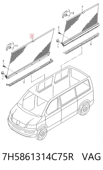 Cortinilla de cristal trasero VAG 7H5861314C75R