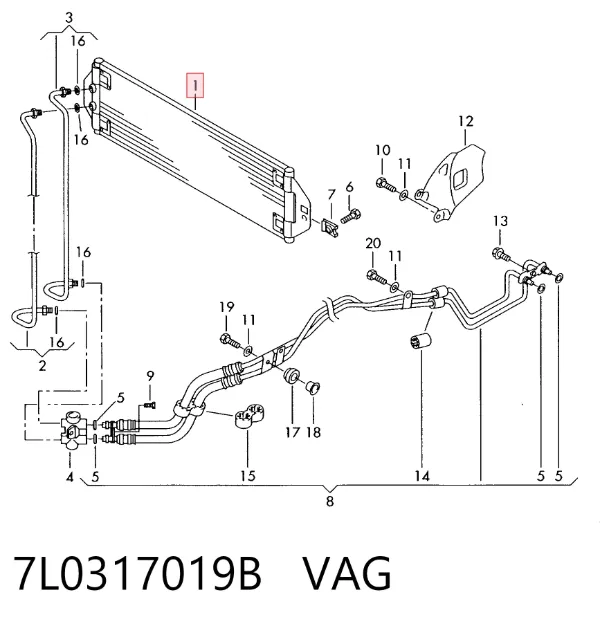 Radiador de refrigeración de la transmisión 7L0317019B VAG