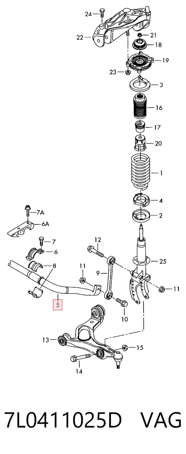 Estabilizador delantero 7L0411025D VAG