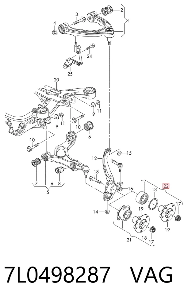Cojinete de cubo delantero/trasero 7L0498287 VAG