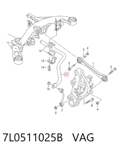 Estabilizador trasero VAG 7L0511025B