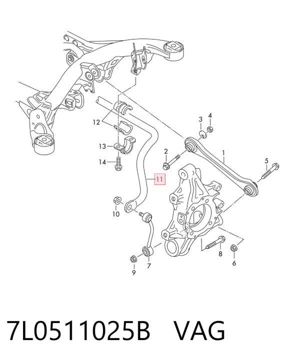 Estabilizador trasero 7L0511025B VAG