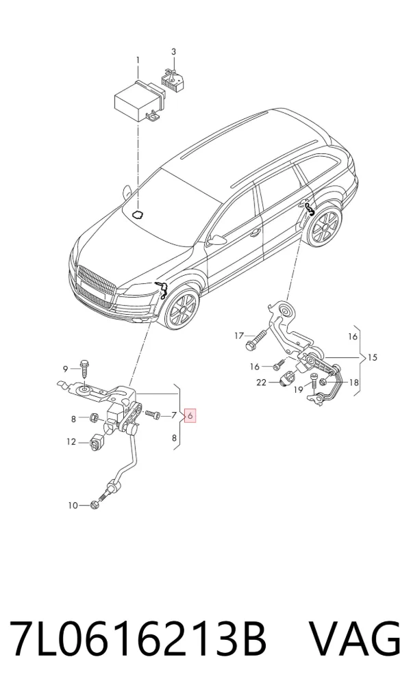 Sensor de nivel de carrocería delantero izquierdo 7L0616213B VAG