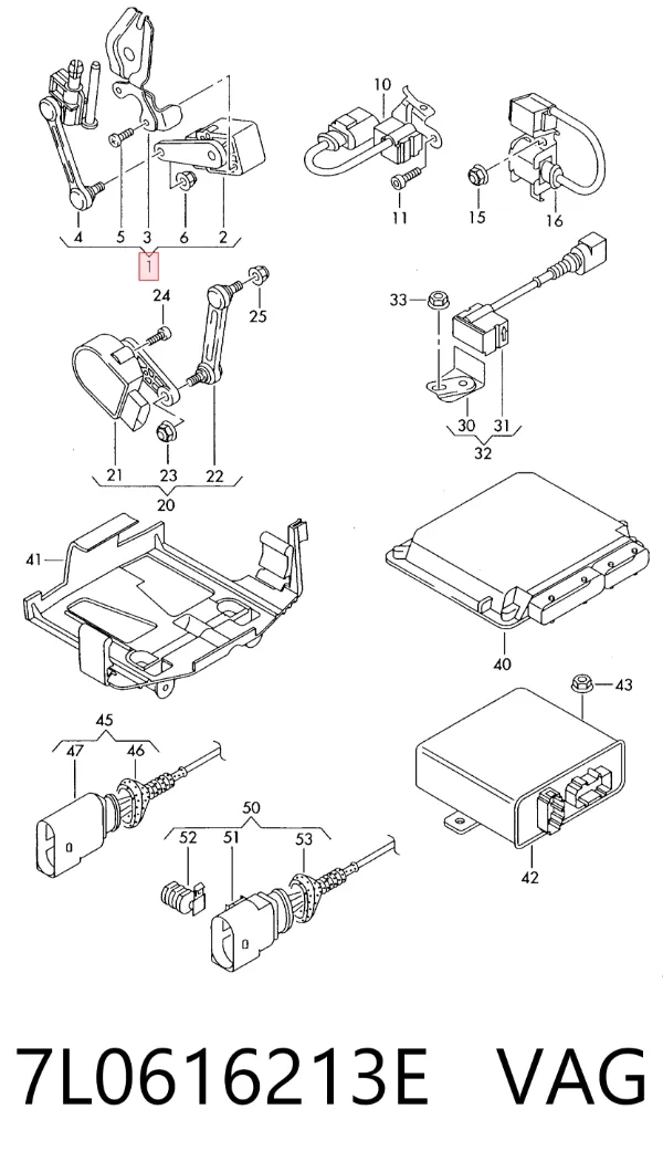 Sensor de nivel de carrocería delantero izquierdo 7L0616213E VAG