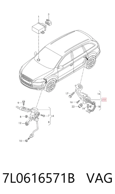 Sensor de nivel de carrocería trasero VAG 7L0616571B