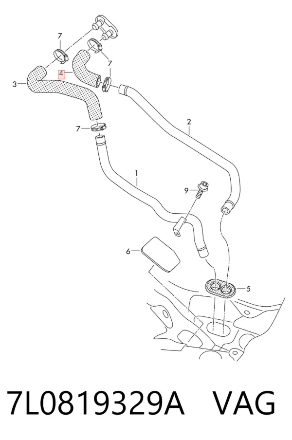 Manguera inferior del radiador 7L0819329A VAG