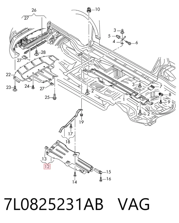 Protección trasera del motor 7L0825231AB VAG