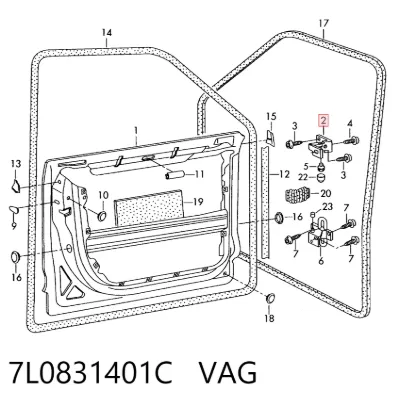 Bisagra de puerta delantera izquierda VAG 7L0831401C