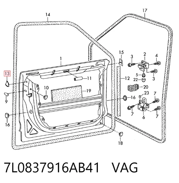 Guarnecido interior de puerta delantera derecha 7L0837916AB41 VAG
