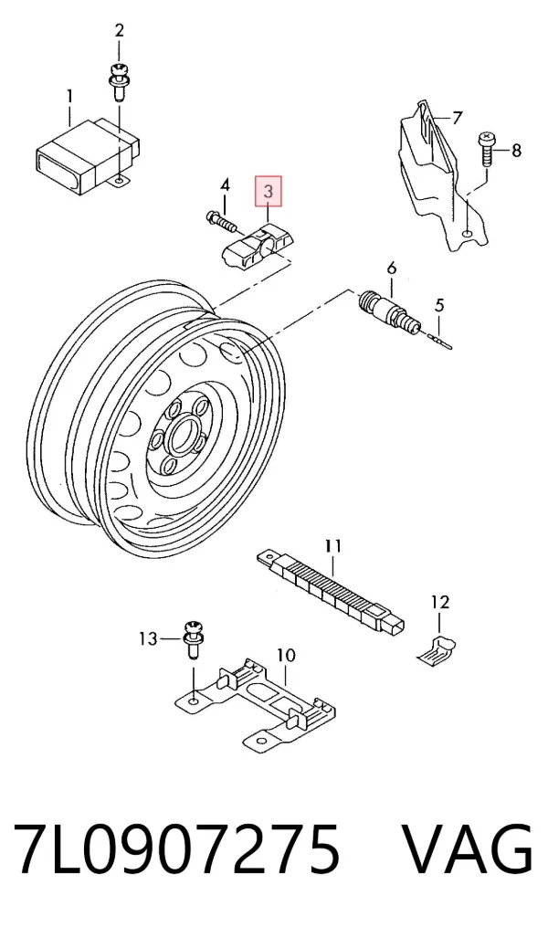 Sensor de presión de neumáticos 7L0907275 VAG