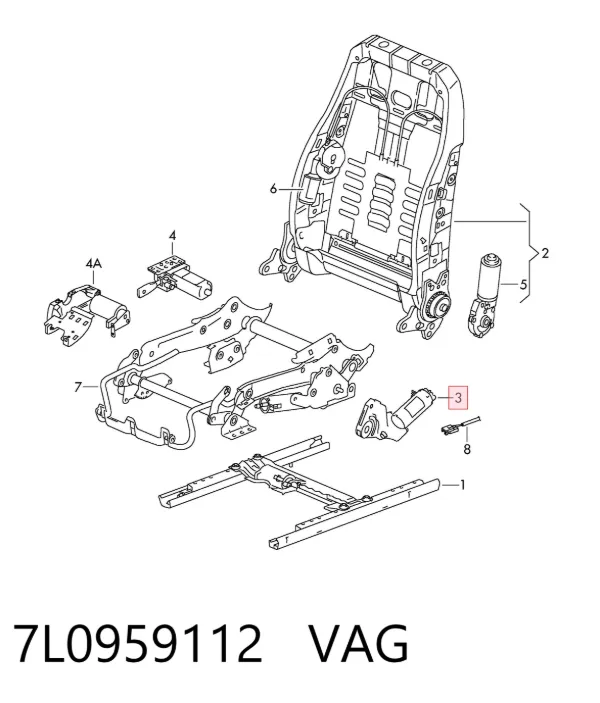 Motor de ajuste del asiento 7L0959112 VAG
