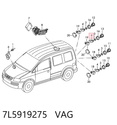 Sensor de aparcamiento trasero VAG 7L5919275