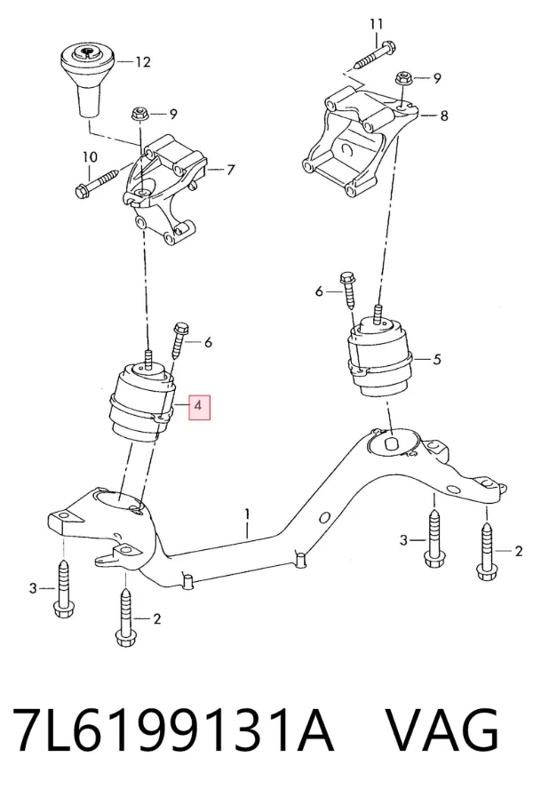 Soporte de motor, Izquierda / Derecha 7L6199131A VAG