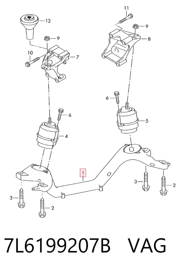 Viga de soporte del motor 7L6199207B VAG