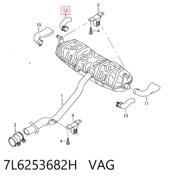 Cola de escape 7L6253682H VAG