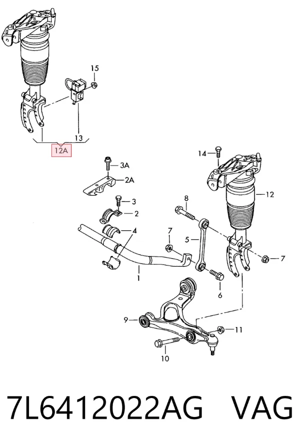 Amortiguador delantero derecho 7L6412022AG VAG