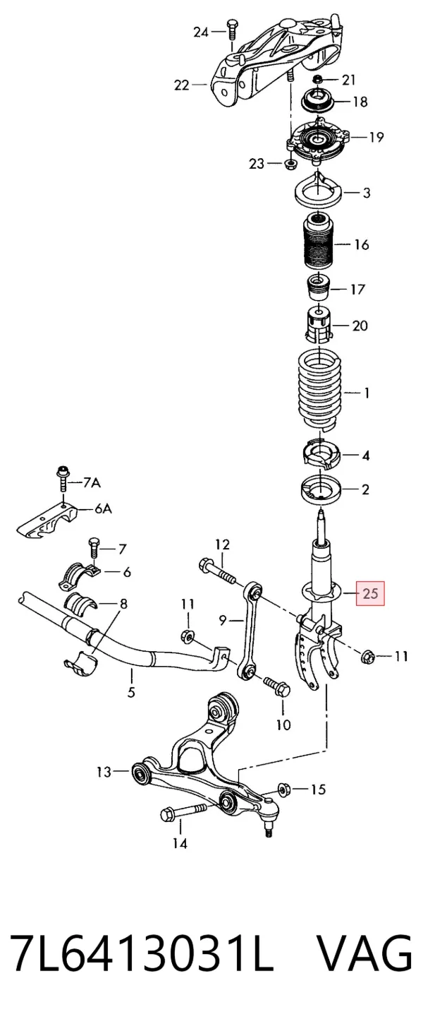 Amortiguador delantero izquierdo 7L6413031L VAG