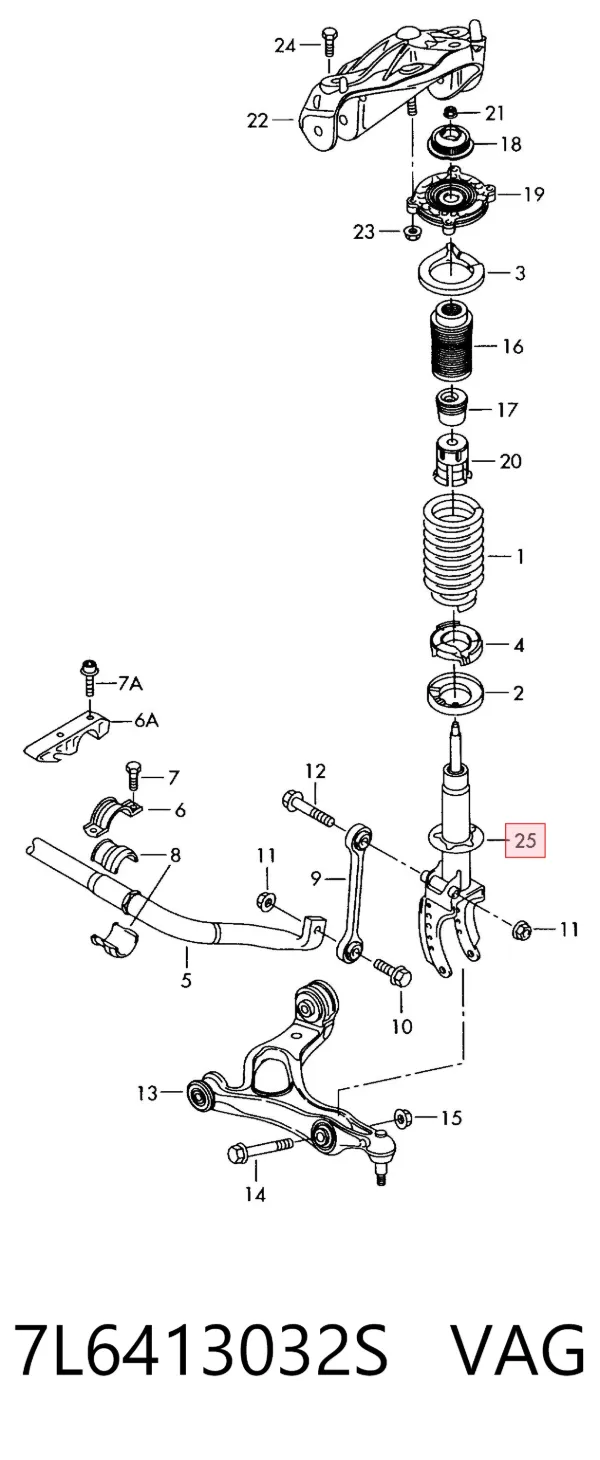 Amortiguador delantero derecho 7L6413032S VAG